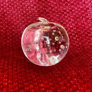 3” tall glass apple paperweight